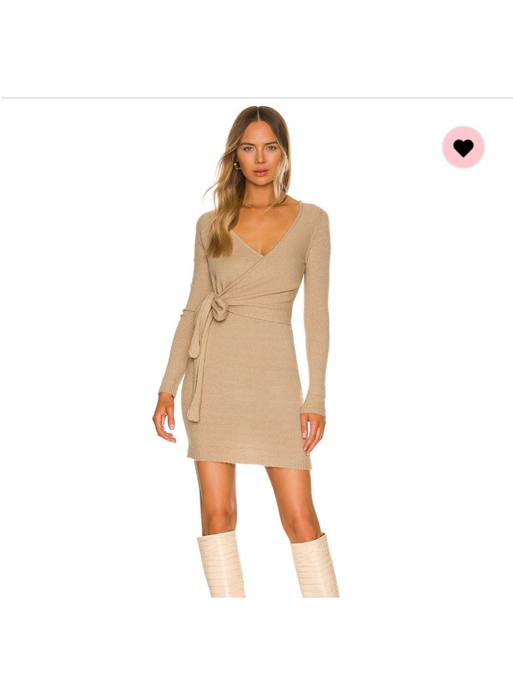NWT LPA XS Sean Wrap Knit Sweater Dress in Heathered Oatmeal